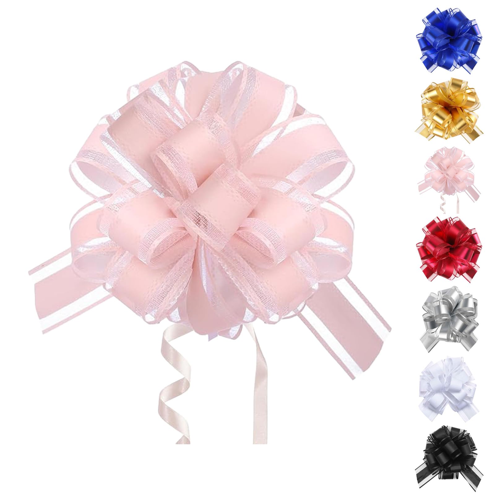 HUANYO 5-Piece Giant Car Bow Kit (70 inch/180 cm), Large Wedding Car Ribbon for Prom, New Car Gift, Huge Present Wrapping Bows for Party Decoration (pink)