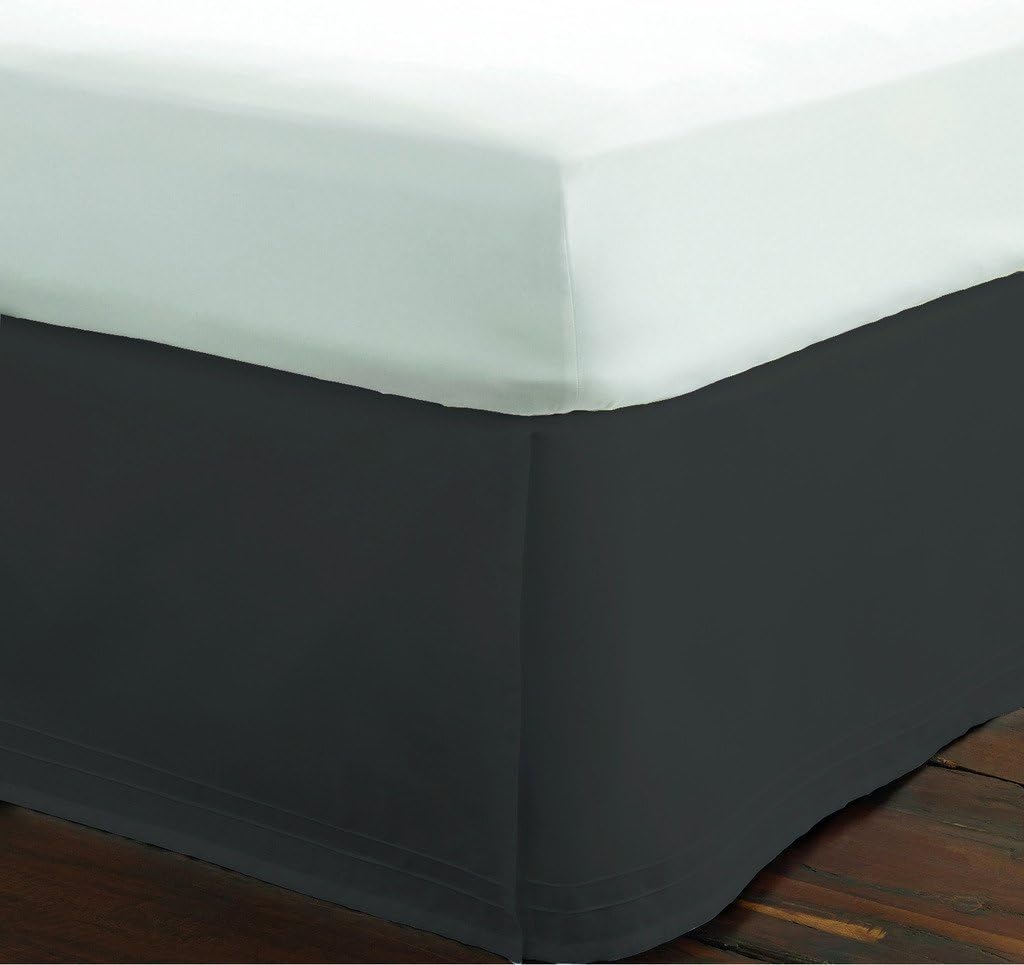 Real 550 Thread Count Split Corner Bed Skirt/Dust Ruffle King Size Solid Dark Grey 12" inches Drop Egyptian Cotton Quality Wrinkle & Fade Resistant