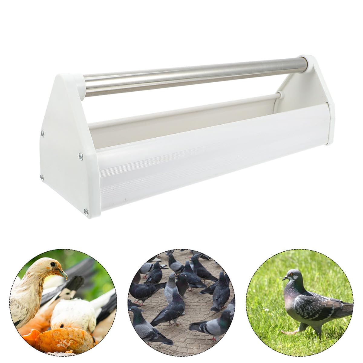 Mangeoire à Pigeons 2 Pièces en Plastique 40 CM, Conteneur Alimentaire pour Oiseaux Domestiques et Sauvages, Adapté pour Jardin et Espaces Extérieurs