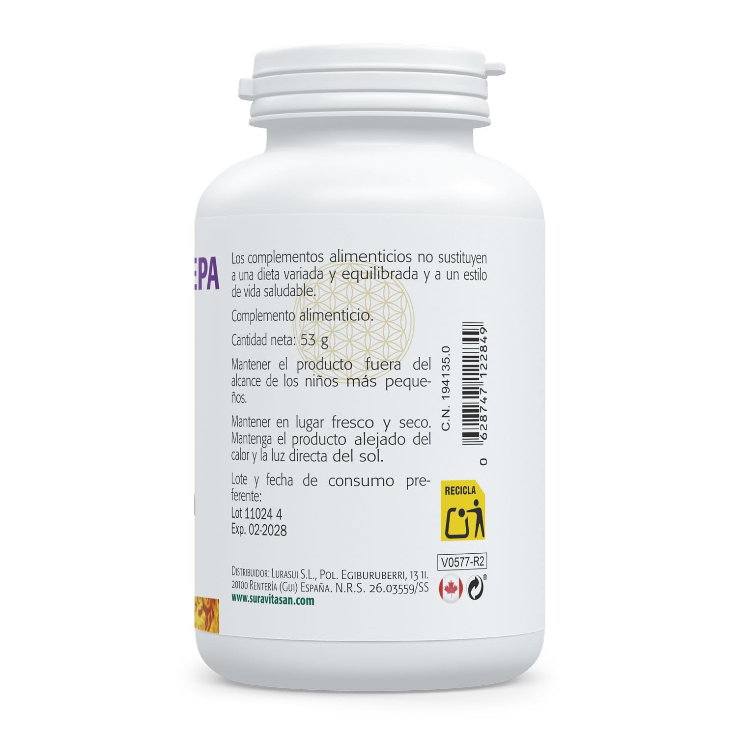 SURA VITASAN Omega Mood-EPA 30 Perlas – Alta Concentración 1.000 mg EPA y 100 mg DHA – Bienestar Emocional, Función Cognitiva, Salud Cardiovascular – Aceite de Pescado Salvaje de Grado Farmacéutico