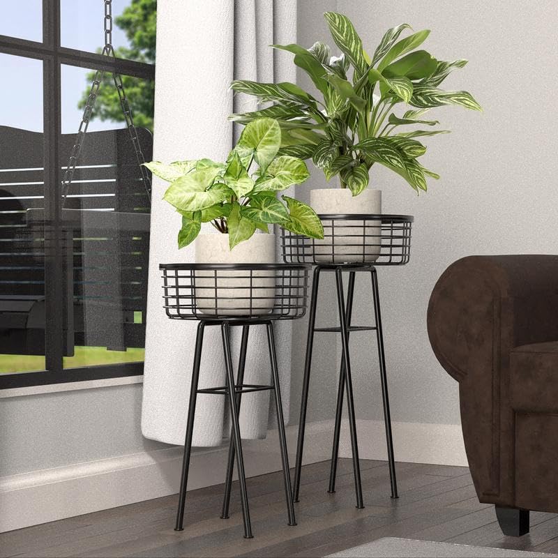 Panacea 81440 Modern Farmhouse Plant Stand, Black, 20 In. Round - Quantity 1