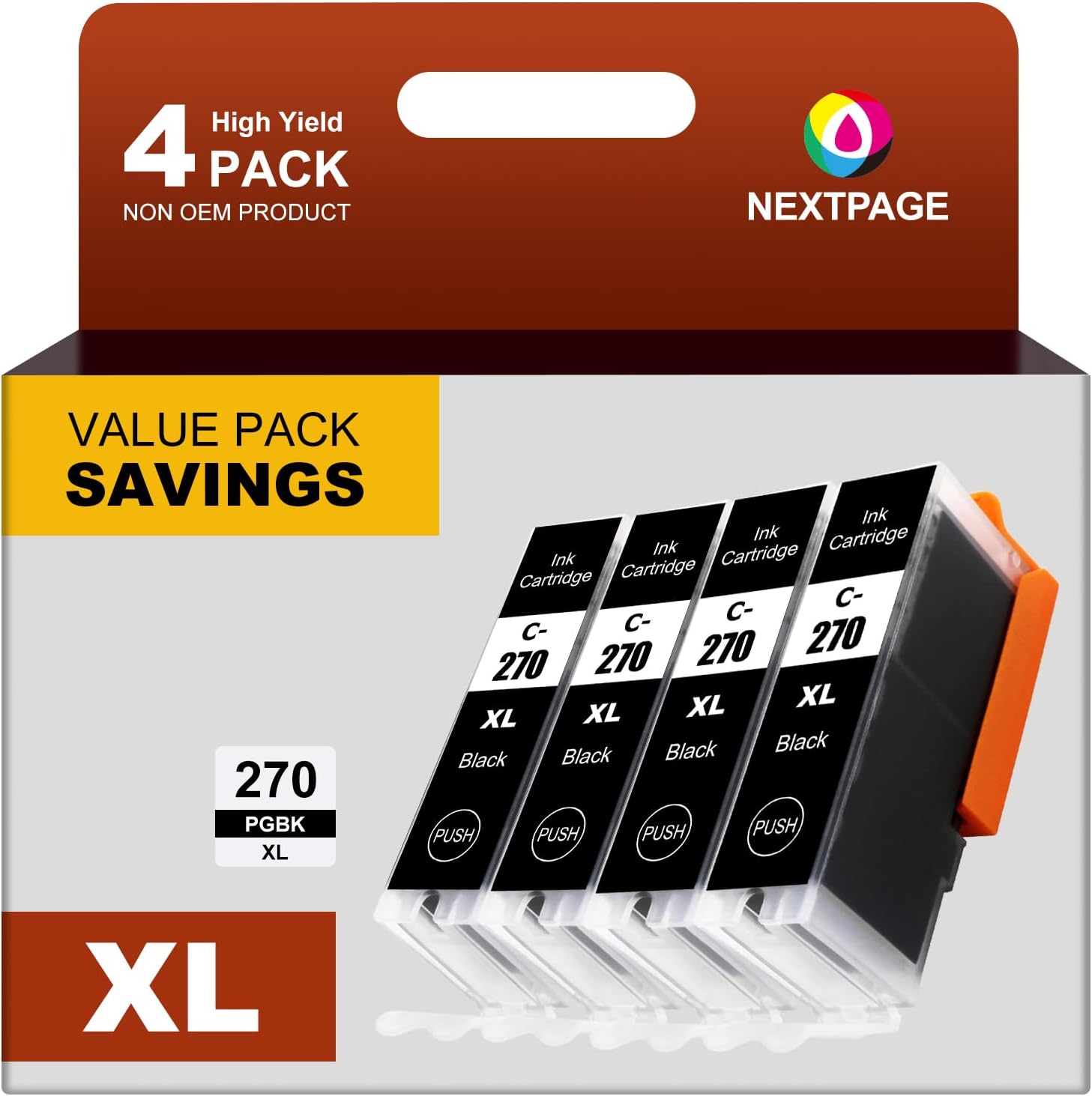 NEXTPAGE 270XL PGBK Black Ink Cartridge Compatible Replacement for Canon PGI-270XL PGI270 PGI270 XL for PIXMA MG6820 TS9020 TS6020 MG7720 MG6821 TS5020 TS8020 MG5720 MG5722 Printer