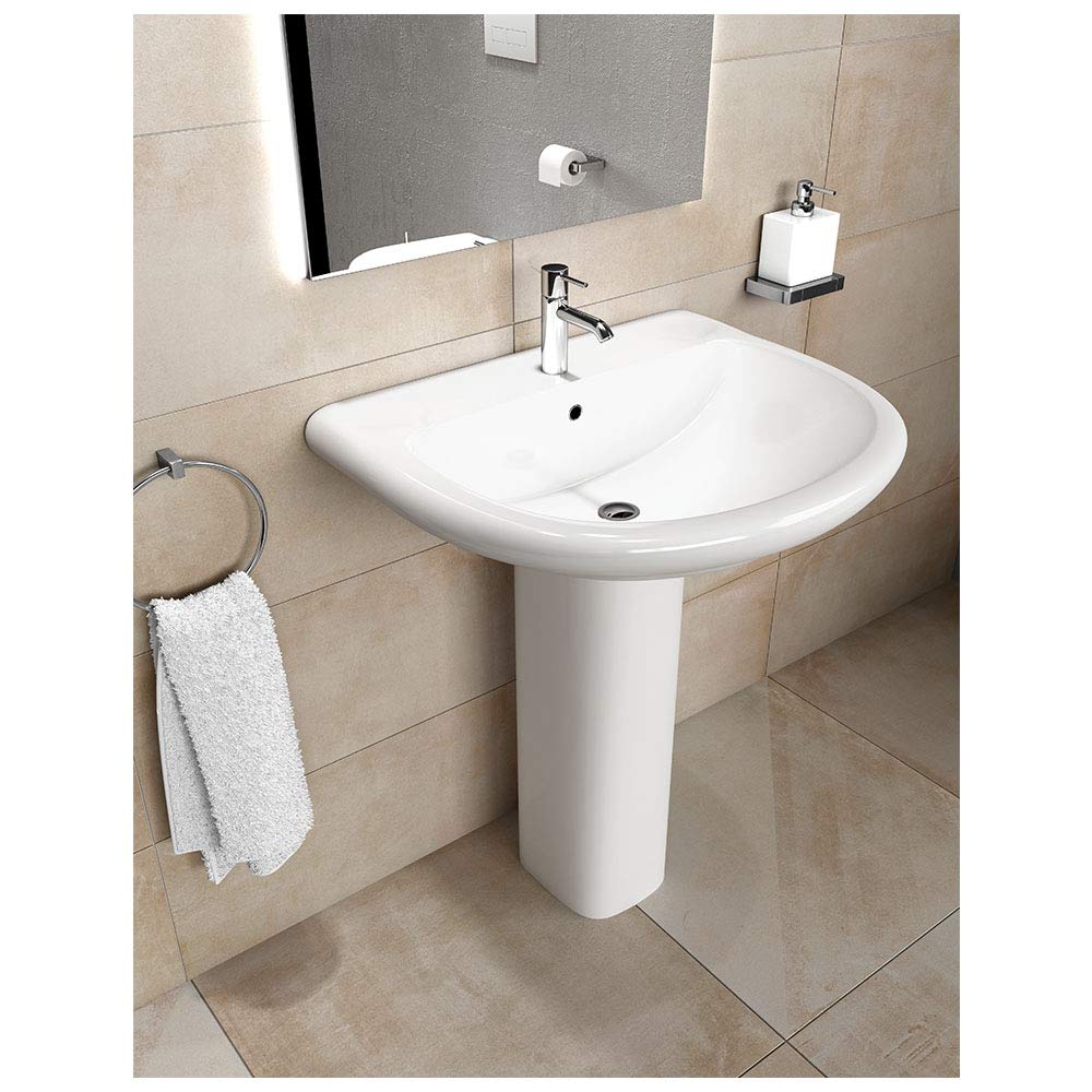 Inbagno Lavabo con Colonna Ceramica RAK Ceramiche Serie Orient Completa di Colonna