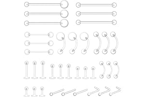 36pc Clear Piercing Retainers for Multiple Piercings & Surgeries