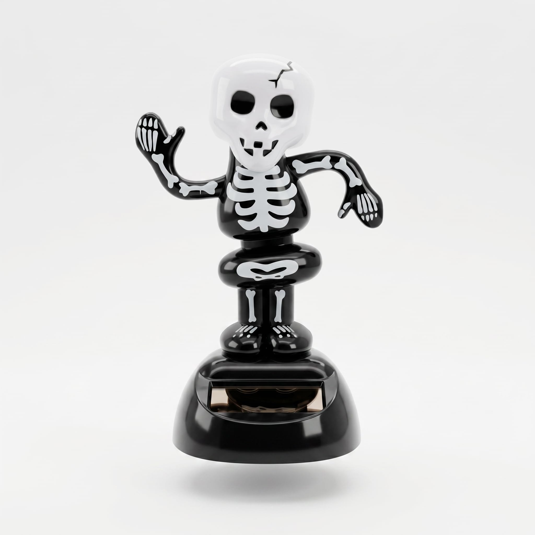 Starlet24 Solar Wackelfigur Solarfigur tanzende, wippende solarbetriebene Figur als Dekoration für Fensterbank, Armaturenbrett, Hutablage und viele weitere Aufstellmöglichkeiten Skeleton schwarz