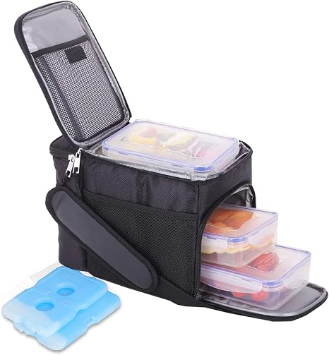 Amazon.com: Lonchera táctica para hombres, bolsa de almuerzo grande aislada  con correa para el hombro para mujeres adultas, a prueba de fugas, bolsa de  almuerzo para trabajo, oficina, picnic, 12L negro :