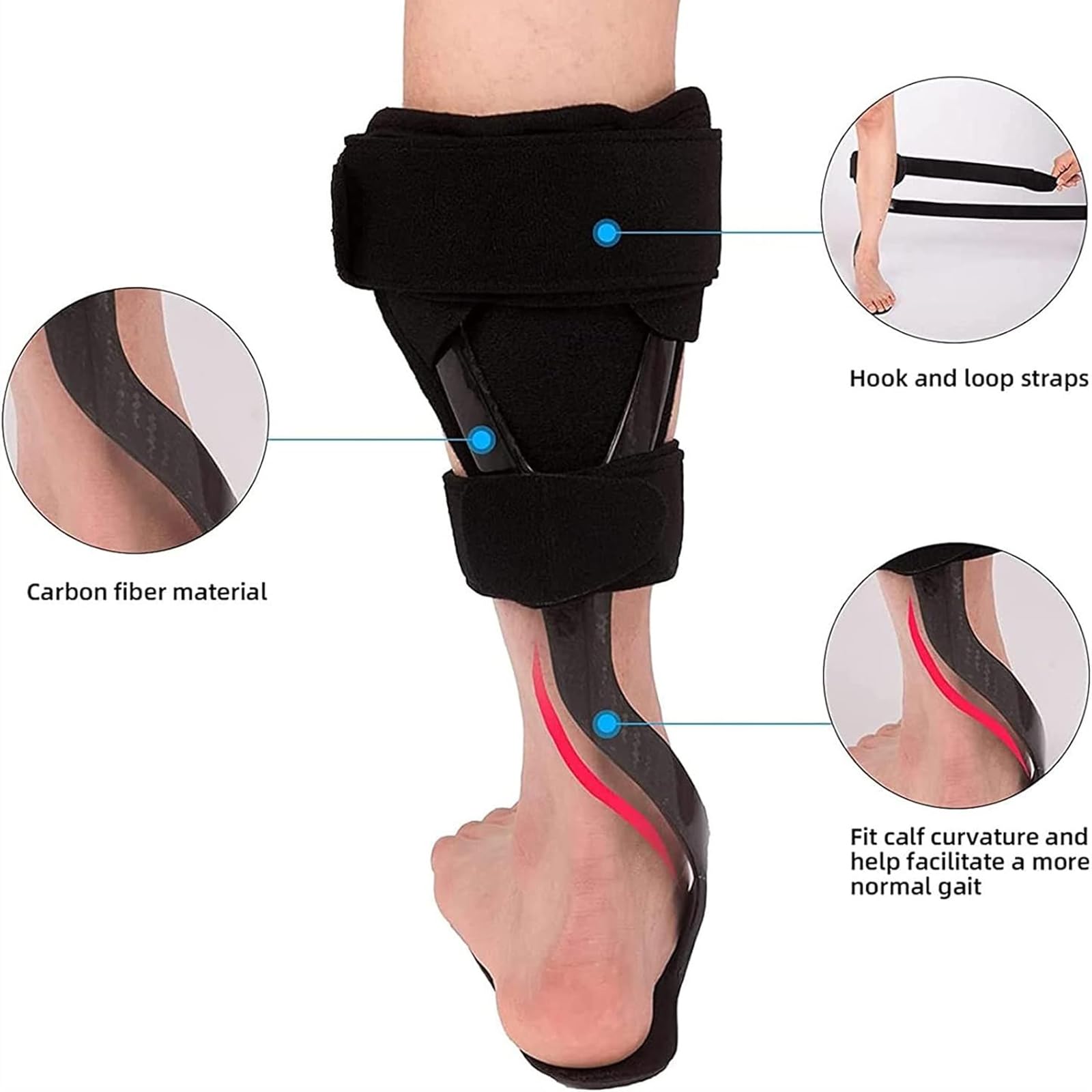 カーボン製歩行補助下垂足片麻痺装具右サイズM27.17cm