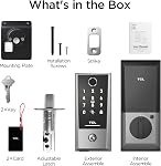 TCL Smart Deadbolt Lock pour Front, AI Serrures de porte sans clé avec Wi-Fi sans moyeu, Télécommande App, Auto-Lock, Sonnette de porte, 8-Month Batterie, fonctionne avec Alexa & Assistant Google, D2 Plus