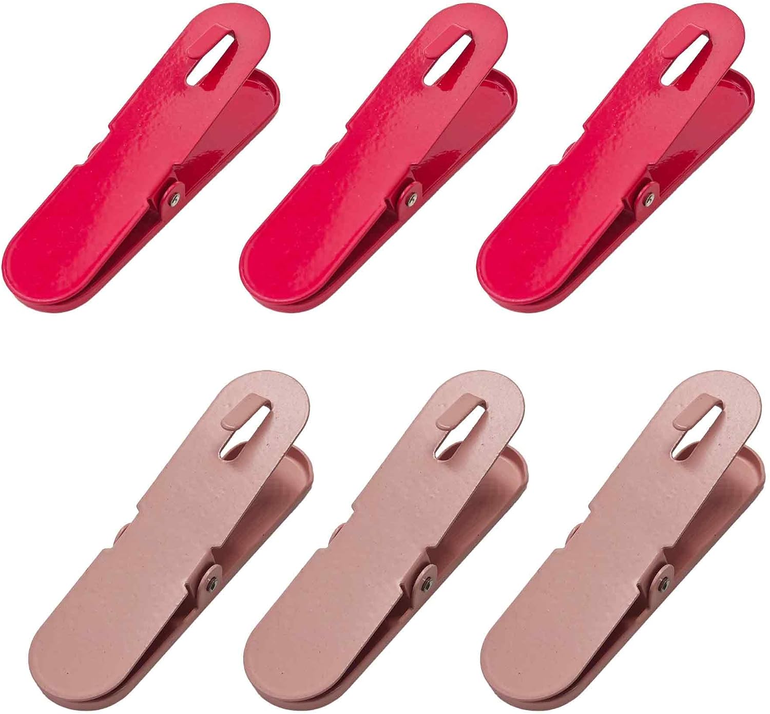 6PCS Metal Pegboard Clips, Peg Board Accessory Hook Attachment for Hanging Photos Tools, Kitchen Bathroom Office Garage Storage Display(3Pink+3Red)