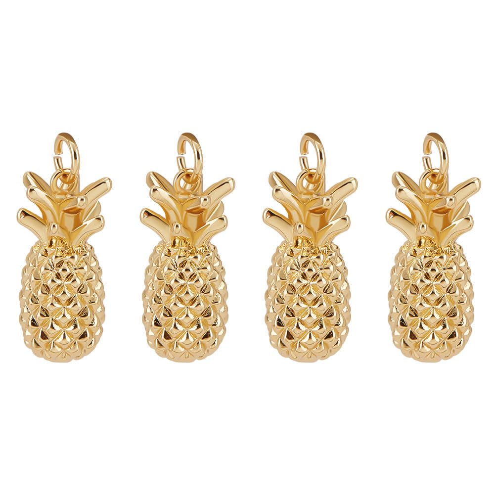 Sowaka 20 Ciondoli Ananas In Resina | Gialli 2,6x1,5 Cm | Retro Piatto Per Fai Da Te E Scrapbooking - 2