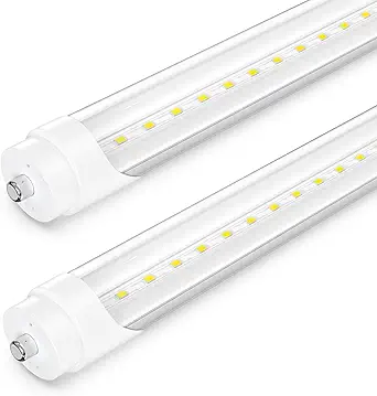SHINESTAR 2-Pack 8ft LED Bulbs, 44w 6500K Daylight, Ballast Bypass, Dual-end,