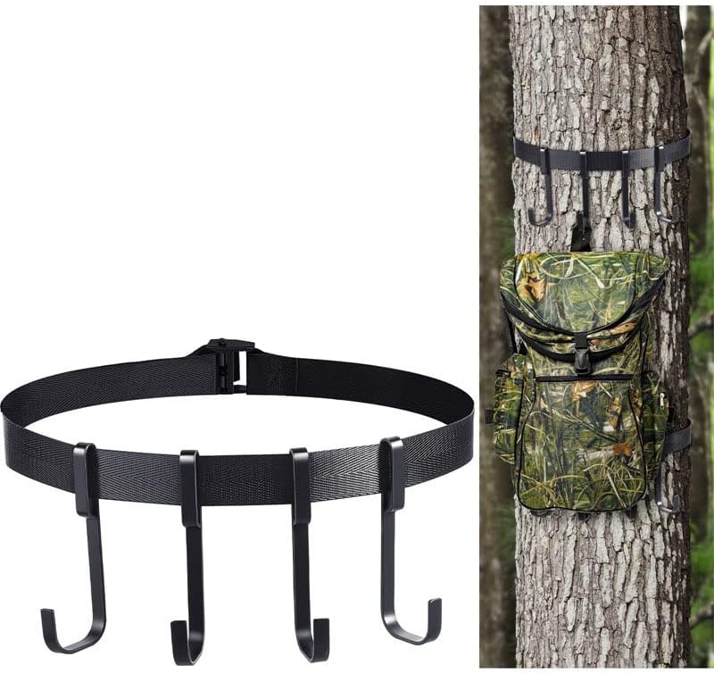 DQFF Treestand Strap Gear Hanger,Tree Hooks for Hunting,Tree Stand Accessories for Hunting,Wide Gap Hangers for Hang Hunting Equipment on Trees（1/2 Pack）