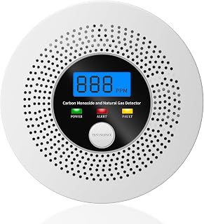 Natural Gas and Carbon Monoxide Detector 100% Battery-Powered CO&CH4 with LED Display and Audible Visual Alerts Methane Leak Sensor for Home RV Kitchen Apartment Safety (Includes Batteries)