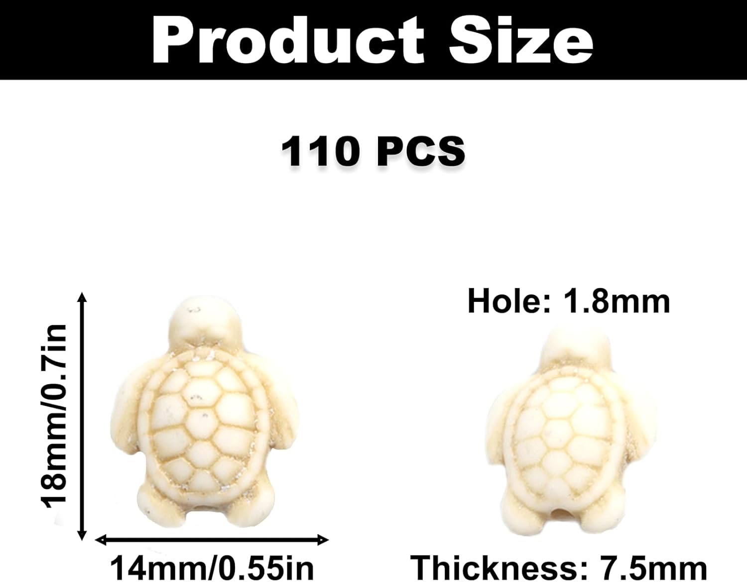 110PCS Turquoise Turtle Beads, White Turtle Charms, Synthetic Turquoise Gemstone Beads, Cute Animal Beads Charms Bulk for Bracelets Necklace Lanyard Pendants Jewelry Making DIY Handicrafts - Image 2