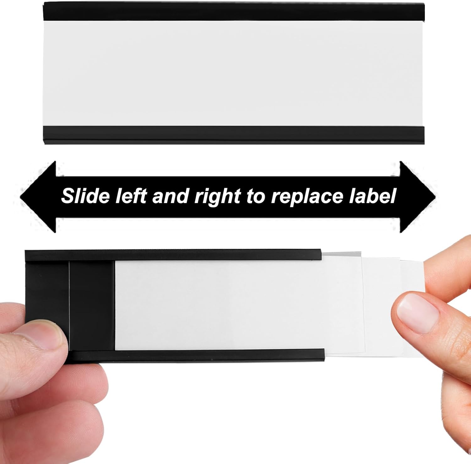 CYEAH 50 Pcs Magentic Label Holders, 4x1.5 inch C Channel Magentic Label Holders with Paper Inserts and Clear Plastic Protectors, Magnetic Data Card Holders File Cabinet Labels for Metal Rack Shelves