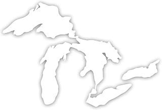 Great Lakes Michigan Sticker Car Window Decal Vinyl Bumper Sticker 6" Wide (White)