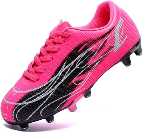 Hanani Soccer Cleats Boys Girls Football Shoes Kids Baseball Cleat Outdoor & Indoor Firm Ground Anti-Slip Comfortable Flexible Running & Training Unisex Child Blackpink