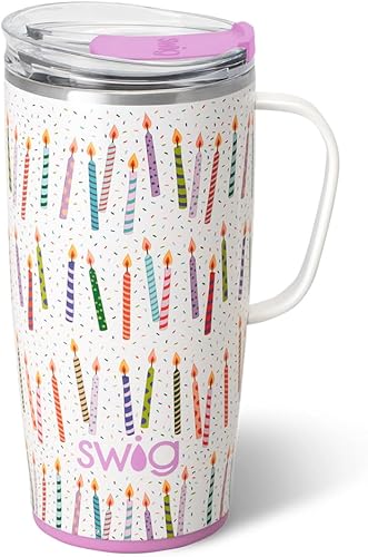 Vista 29 de Swig Life - Taza de viaje de 22 onzas, vaso con aislamiento y asa con tapa, apto para portavasos, apto para lavavajillas, de acero inoxidable, taza