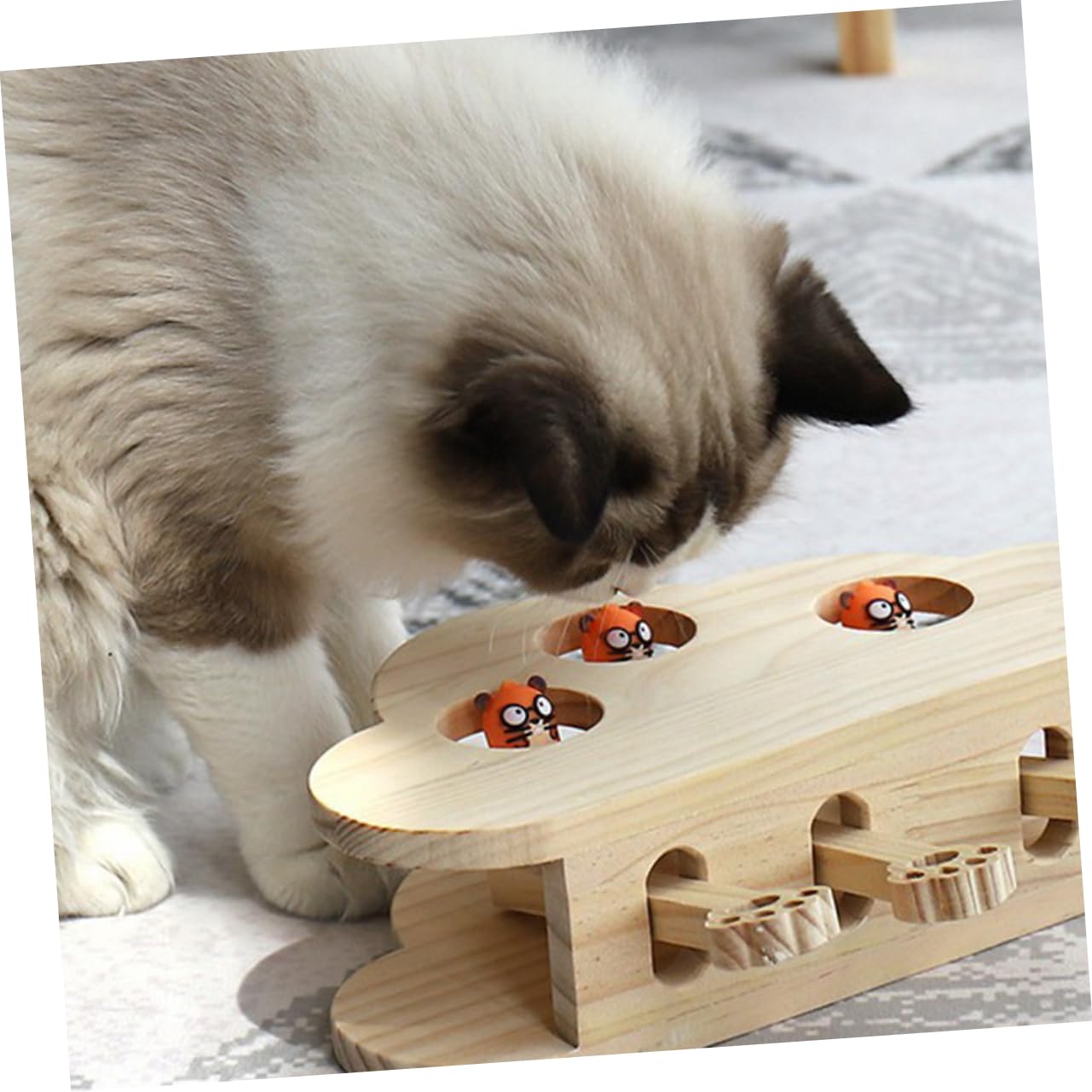 TOYANDONA Juguetes Whack-Mole para Gatos Juguete De Madera Interactivo y Divertido para Rascar para Ratones para Interior