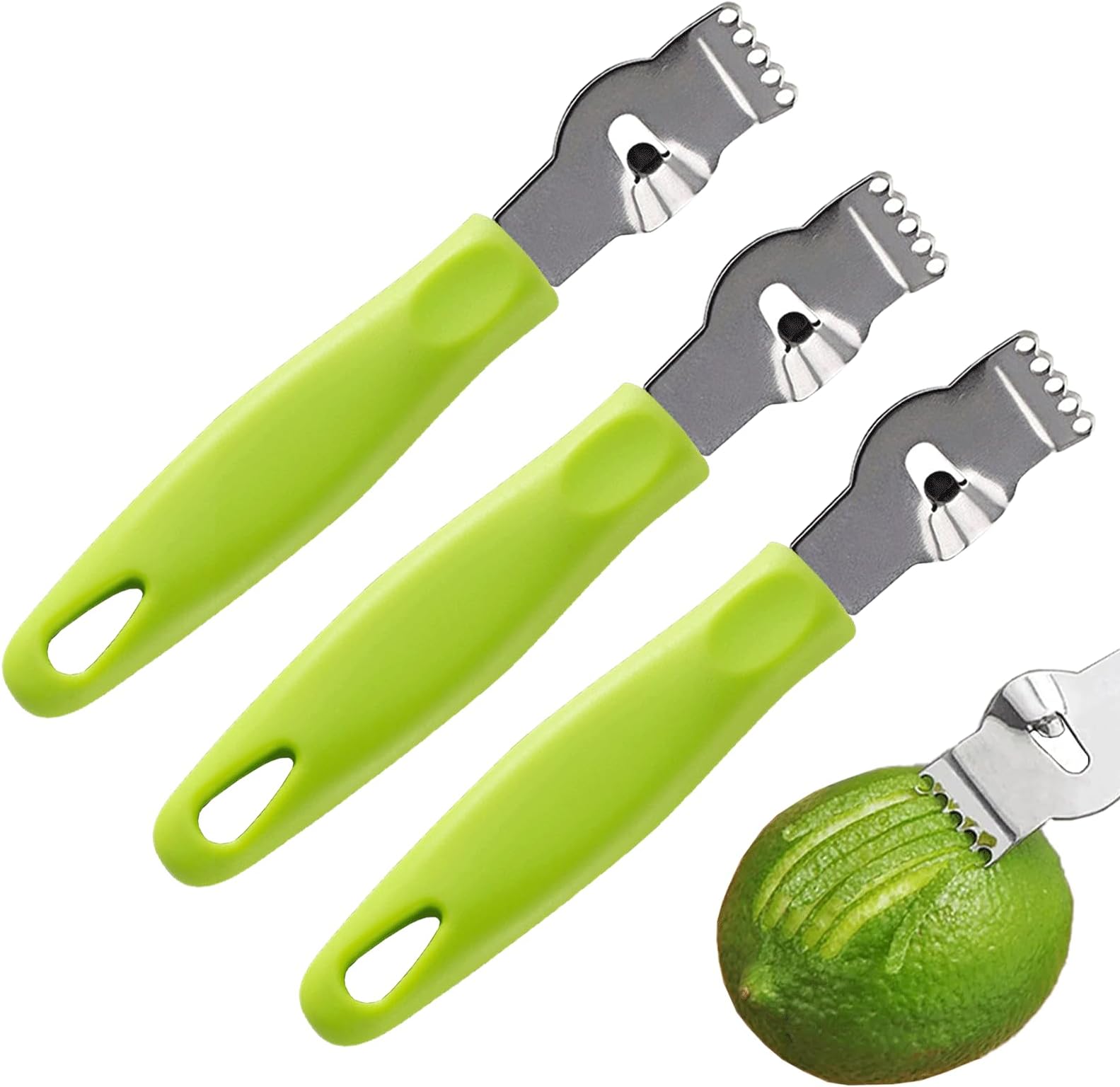 3Pcs Lemon Zester Tool Citrus Peeler Zester Grater with Plastic Handle Stainless Steel Fruit Grater Peeling Knife Multipurpose Kitchen Gadgets Bar Accessories