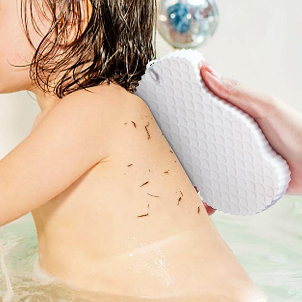 Éponge de bain exfoliante super douce pour homme et femme - Éponge à récurer en écailles de poisson pour un nettoyage en profondeur et un soin doux