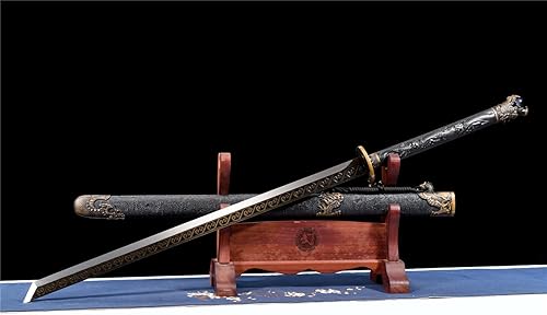 Miniatura 4 de HERO SWORD Espada ancha de dragón dorado, espada china de acero al manganeso afilado, Tang Heng Dao, hoja de espiga completa, espada samurai,