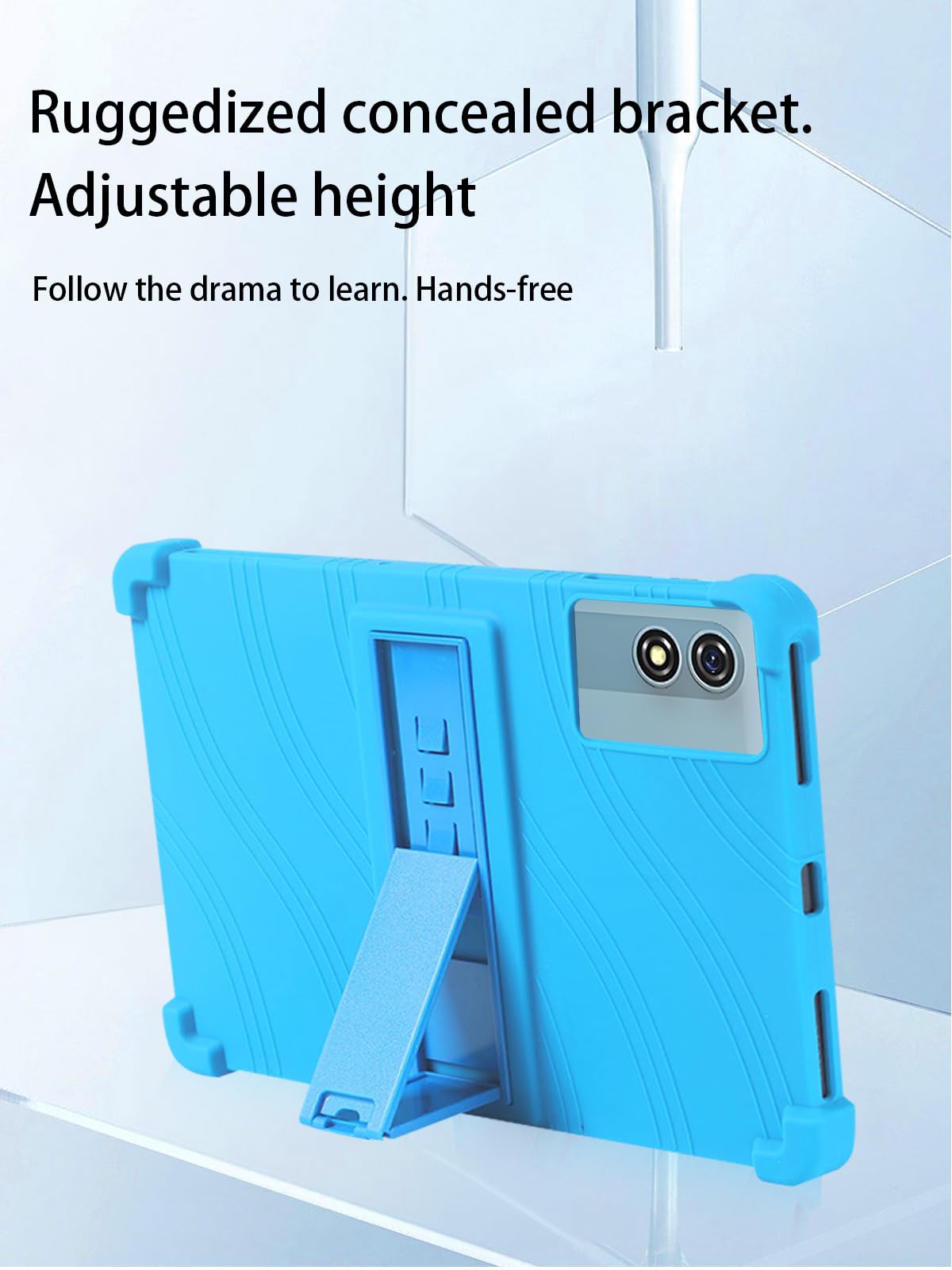 Funda para tablet HISORL T901 Android 15, de 10 pulgadas, silicona suave, ajustable, ligera, apta para niños, azul cielo.