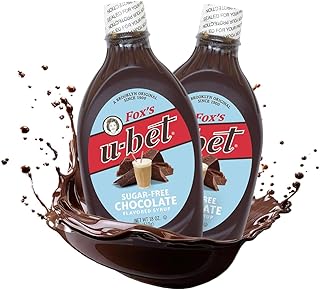 FOX'S U-BET Syrup Bottle, Kosher Certified, Brooklyn Original, Fat Free (2-Pack, Sugar Free Chocolate)