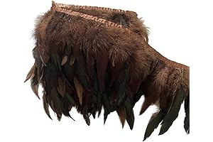 Natural Brown Rooster Feather Trim for Apparel and DIY Projects (2 Yards)