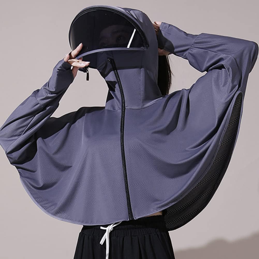 Women's Anti-UV Shirt Hooded Jacket Sun Protection Long Sleeve Shawl,Ice Silk Quick Drying Sweatshirt - Image 2