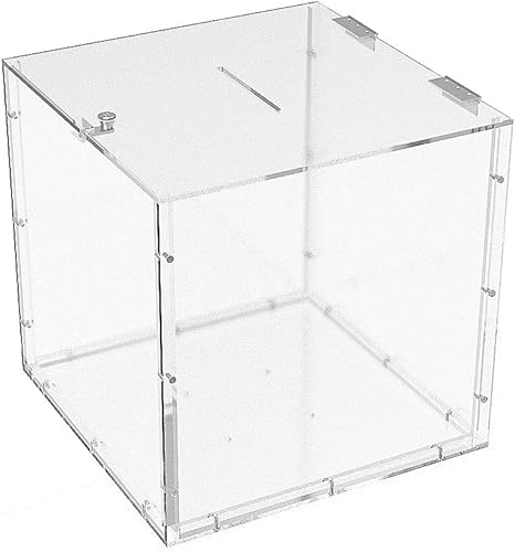 Miniatura 4 de FixtureDisplays 15x15x15" Caja de diezmos grande de plexiglás transparente que ofrece la urna 14316-BOX