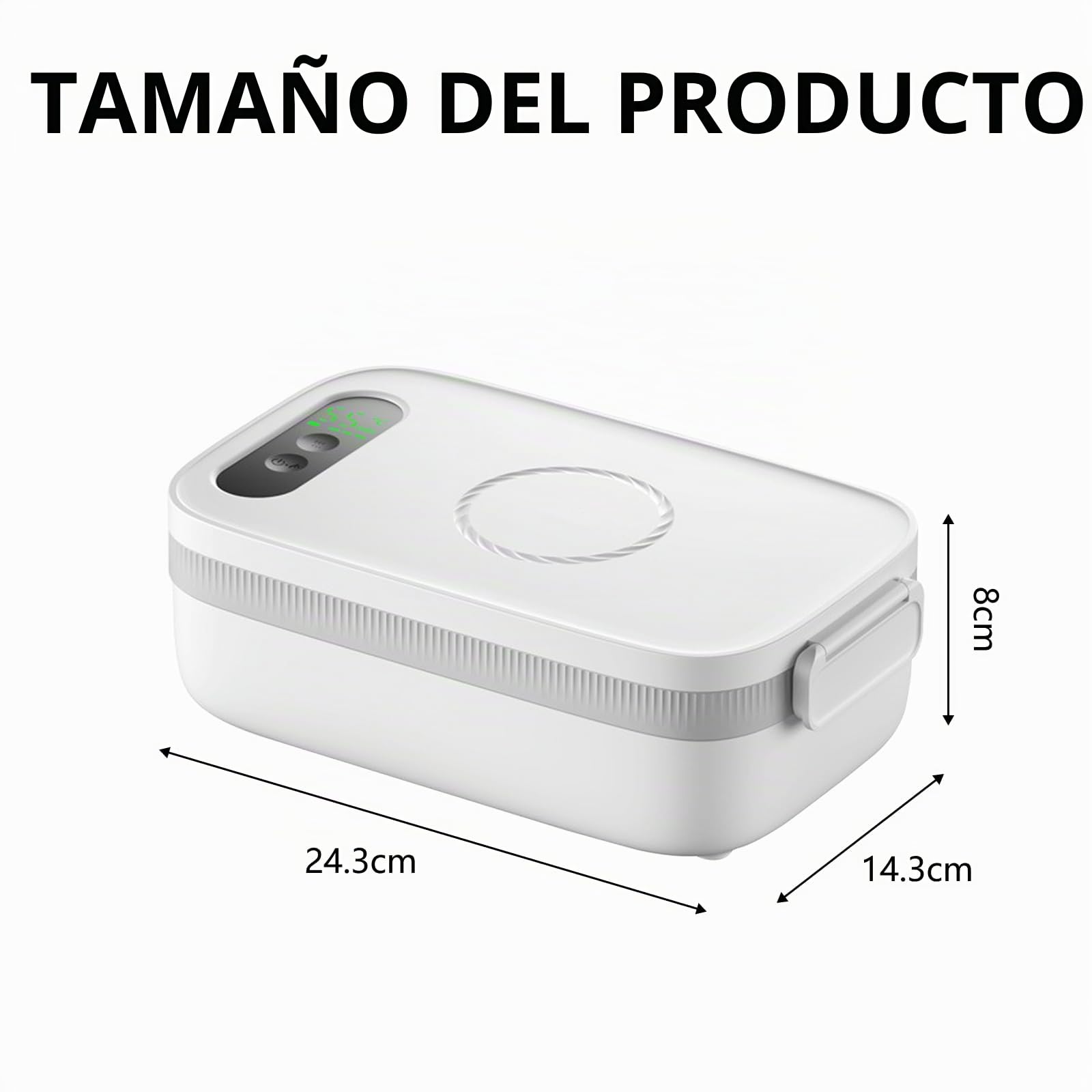 Fiambrera Electrica, Taper Electrico para Comida 1L Almuerzo eléctrico con Batería Cuenco calefactor con Calefacción Programable Tupper Calentador para Comida Carga USB para Viajes Oficina
