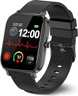SPeesy Smart Watch,Fitness Tracker Smartwatch for Android/Ios Phones,1.69" Full Touch Screen with Heart Rate Sleep,Step Counter,IP68 Waterproof Smart Watches for Man/Women,Black