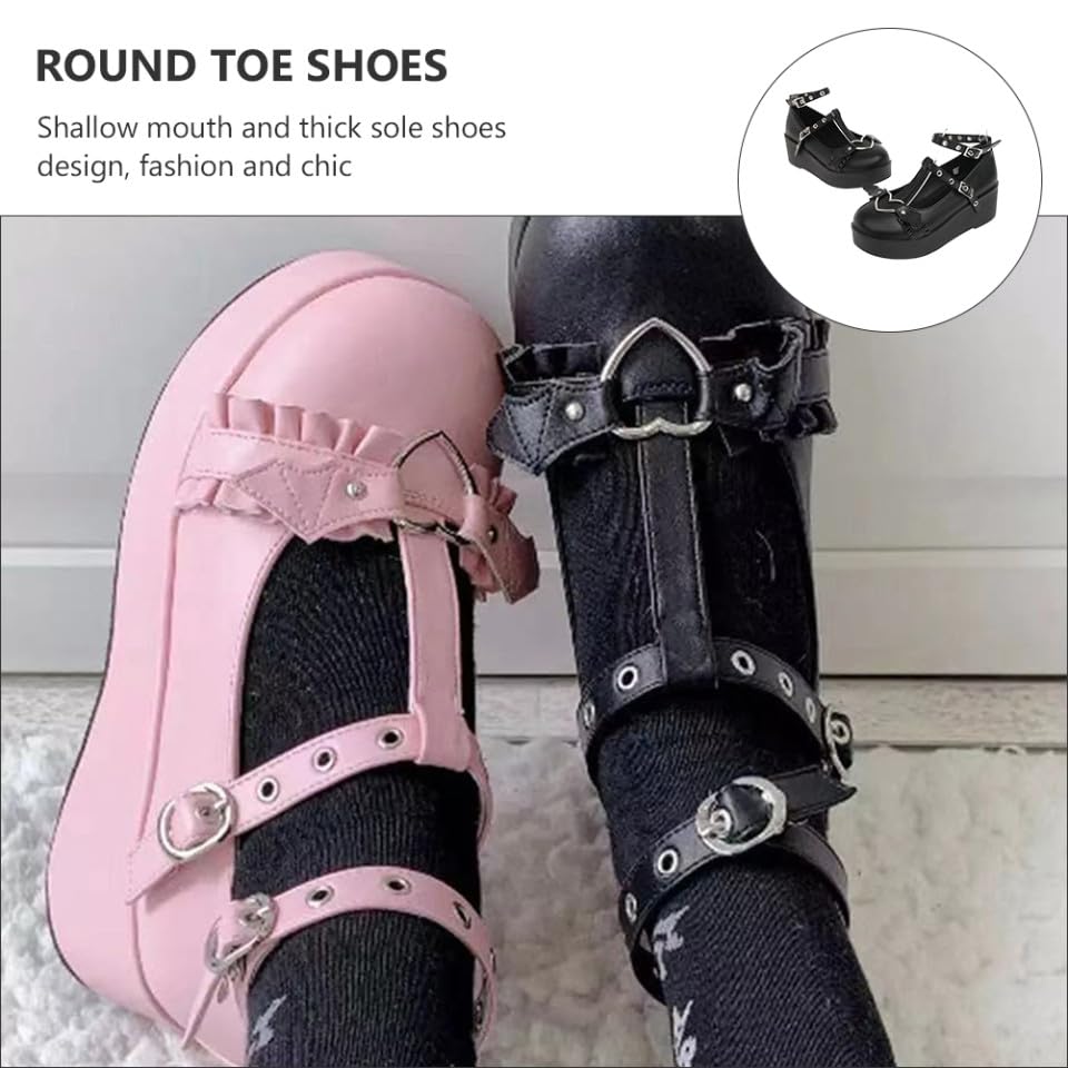 Chaussures à la Mode en Gros Talons Compensés PU Black COLLBATH - 5