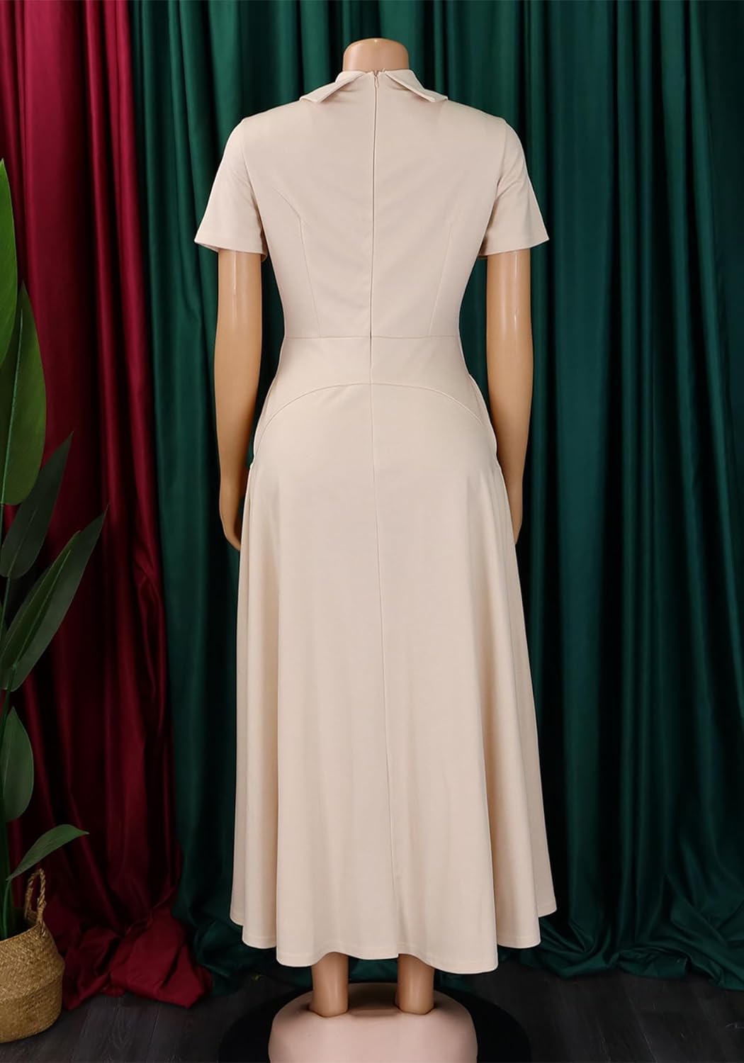 Seltaon Women Elegant Semi Formal Midi Dresses Short Sleeve A Line Church Cocktail Party Dress Plus Size - Image 5