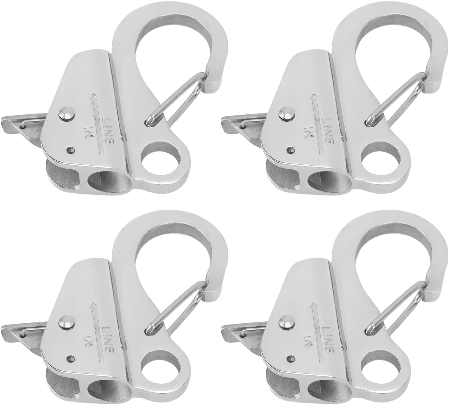 4 Pcs Boat Hook, 3/8 to 5/8 Inch Opening, 316 Less Steel, Mirror Polished h for Boats, Trucks, T and Hook