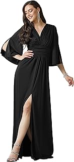 Womens 2025 Long Bridesmaid Semi Formal Wedding Guest Gala Maxi Dress Gown