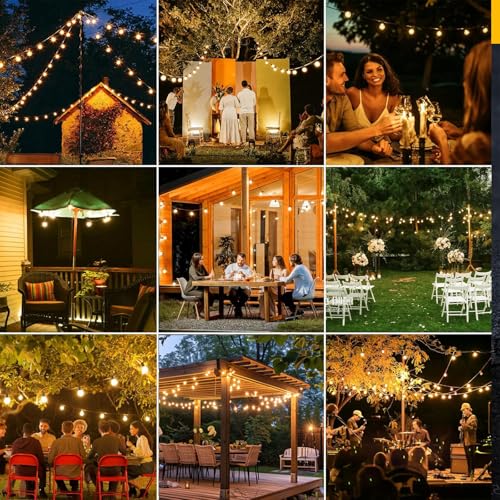 AGELCK 50FT Solar String Lights Outdoor Waterproof w/Remote, 25 Dimmable G40 LED Shatterproof Bulbs, 8 Modes & Timer, Dusk to Dawn Solar Lights for Outside Patio Fence Balcony Gazebo, Warm White by AGELCK - Image 6