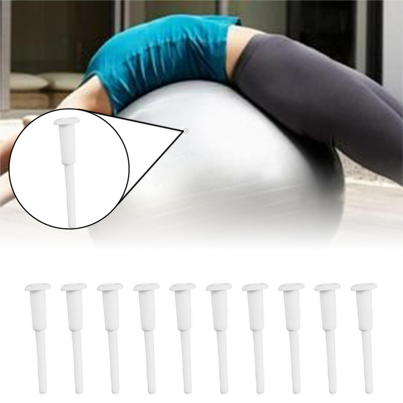 10 Pièces Kit de Remplacement pour Ballon de Yoga Gonflable - Bouchons d'Air pour Balle de Fitness et d'Exercice (Blanc)