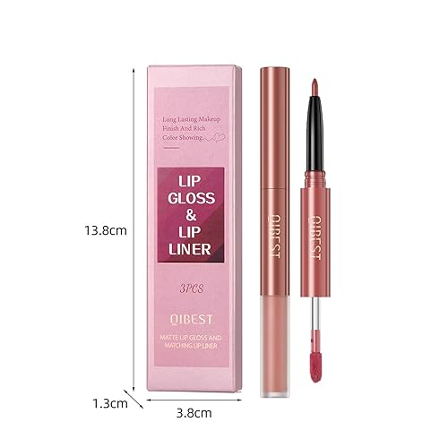 Miniatura 8 de Juego de 3 delineadores de labios y lápiz labial, kit de lápiz labial mate con delineador de labios, lápiz labial líquido mate, impermeable, lápiz