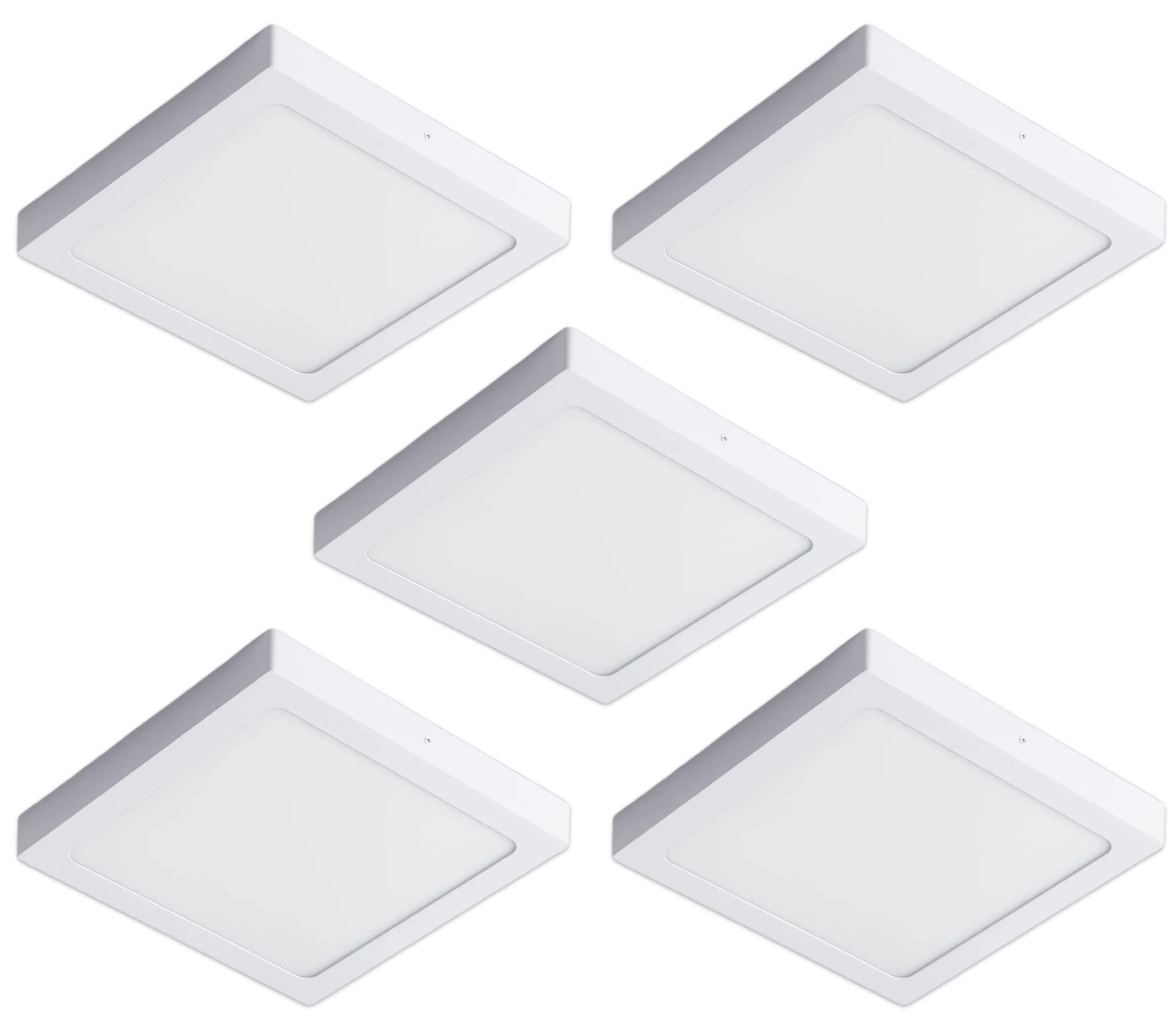 CLAR HYBEC - Plafoniera LED Soffitto Quadrata, Lampade Soffitto, Plafoniera LED Esterno, Lampadario Bagno, Plafoniere a LED, Lampada Cucina, LED Bagno 4000ºK, 24W (Pack 5)