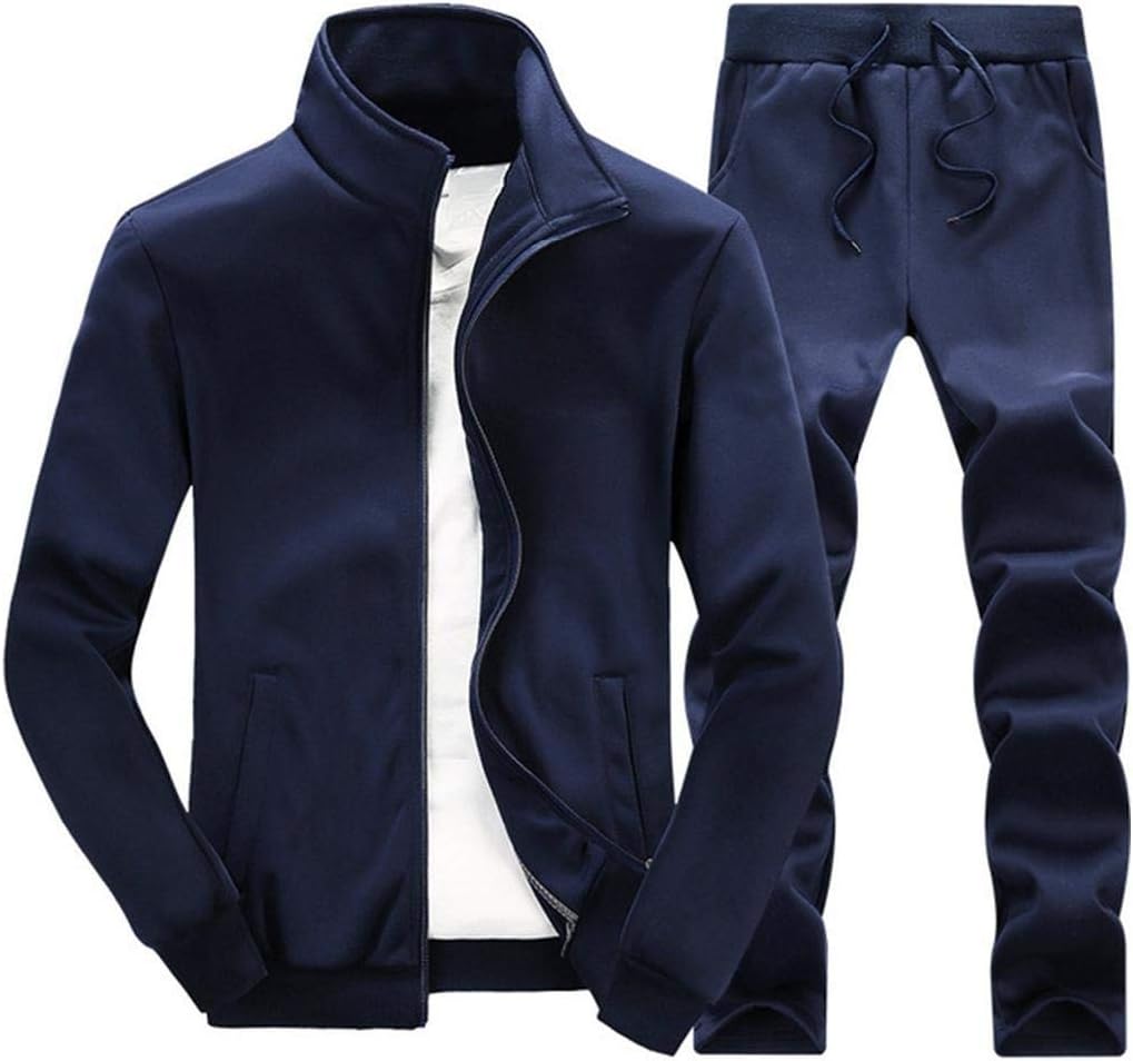 xzbailisha Men's 2 Piece Outfits Casual Long Sleeve Full-Zip Jacket Coat& Pants Jumpsuit Set