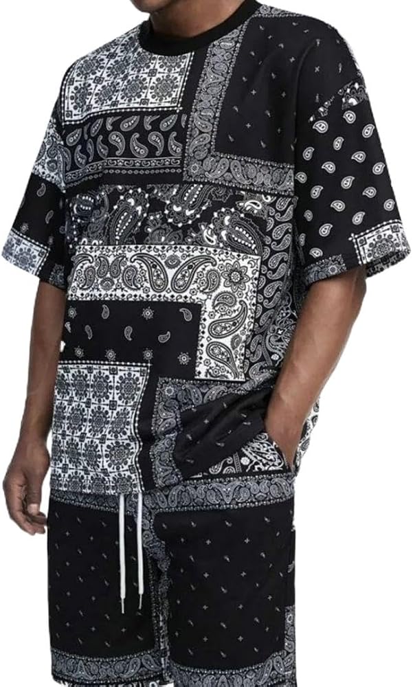 Amazon | Manfinity Men's ペイズリー柄 セットアップ XXL | ジャージ
