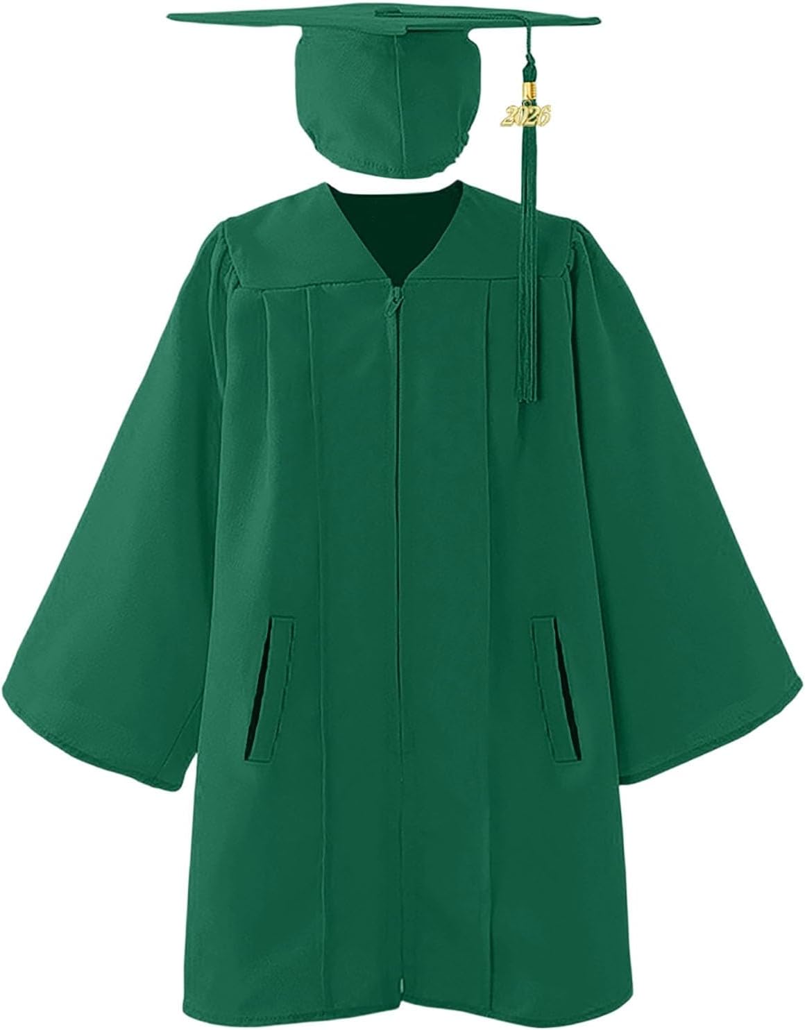 Preschool Kindergarten Graduation Gown and Cap Tassel with 2026 Charm Set for Kids Graduation Robe with Pockets