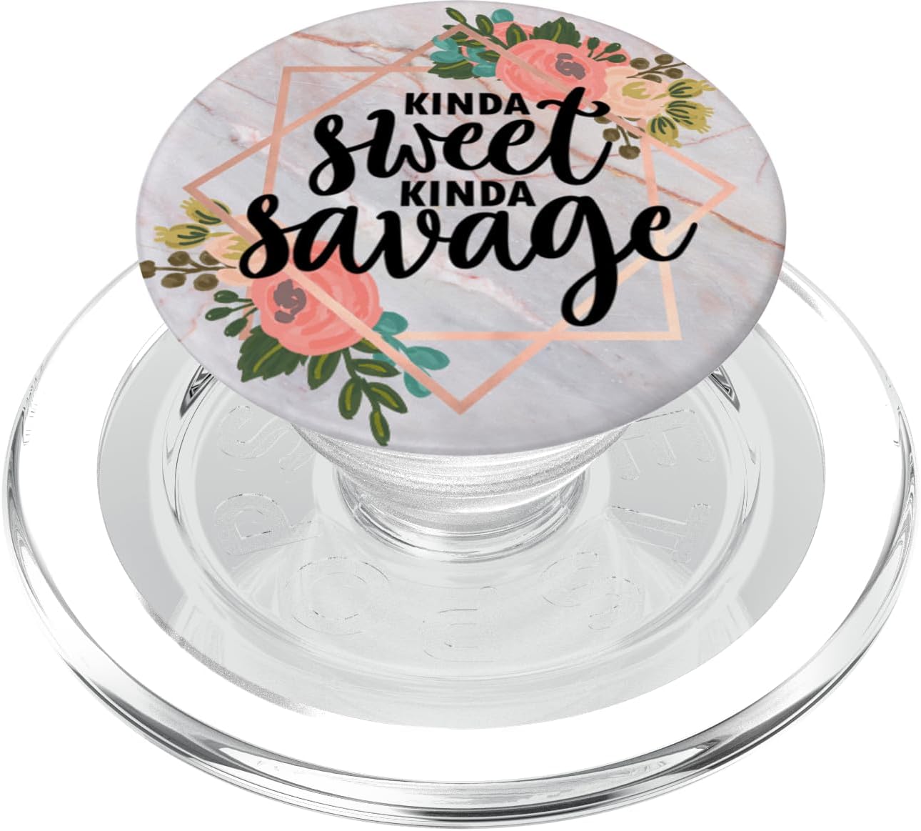 Kinda Sweet Kinda Savage In Rose Pink & Flowers PACM001e PopSockets PopGrip: Swappable Grip for Phones & Tablets PopSockets PopGrip for MagSafe