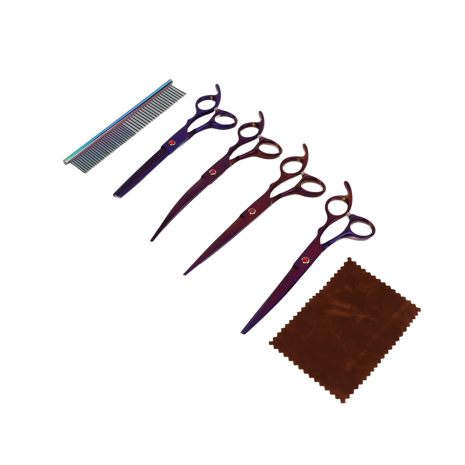 Naroote Kit de Ciseaux de Toilettage Professionnels pour Chiens, 4 Pièces, Ensemble de Ciseaux de Coupe de Poils D'Animaux en Acier Inoxydable avec Peigne pour Petits Animaux de