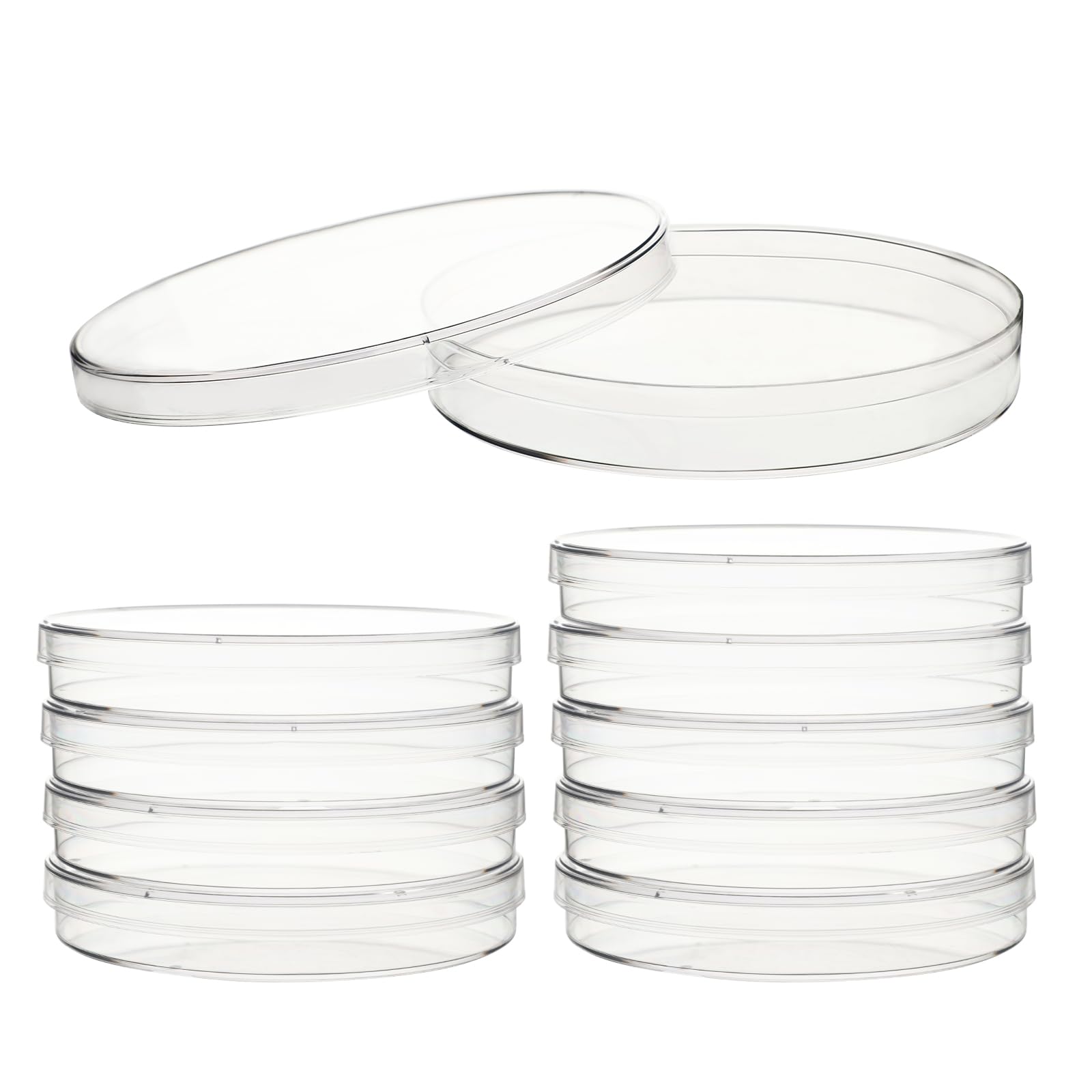 Stonylab 10 Platos de Petri Plástico con Tapas Transparentes, 90 mm, 15 mm, Desechables Laboratorio