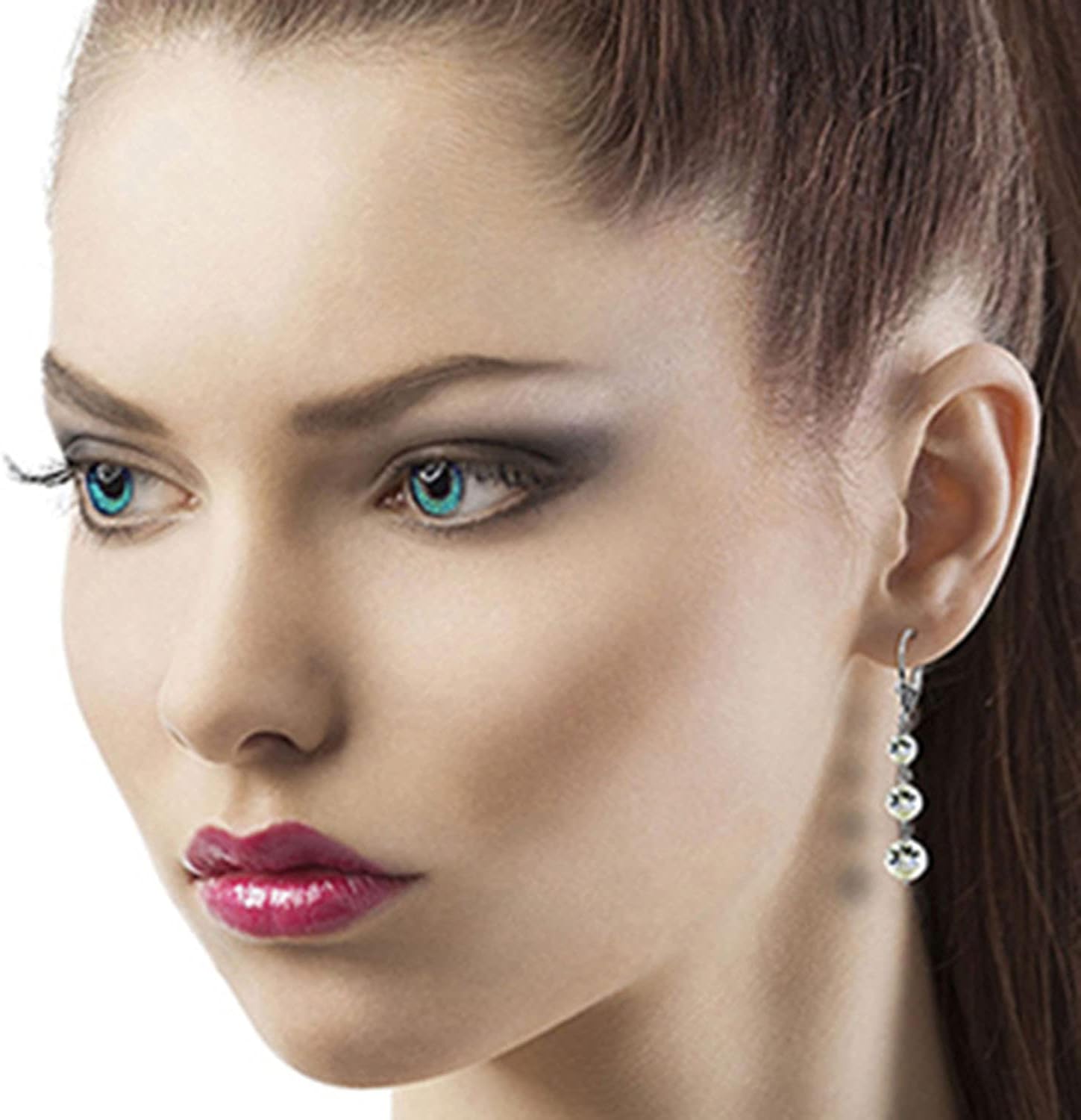 7.2 Carat 14K Solid White Gold Chandelier Earrings Aquamarine - Image 2