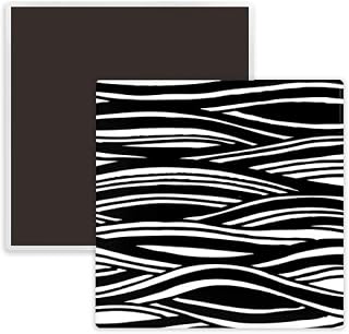 Woodcut Painting Wave Texture Square Ceramics Fridge Magnet Keepsake Memento