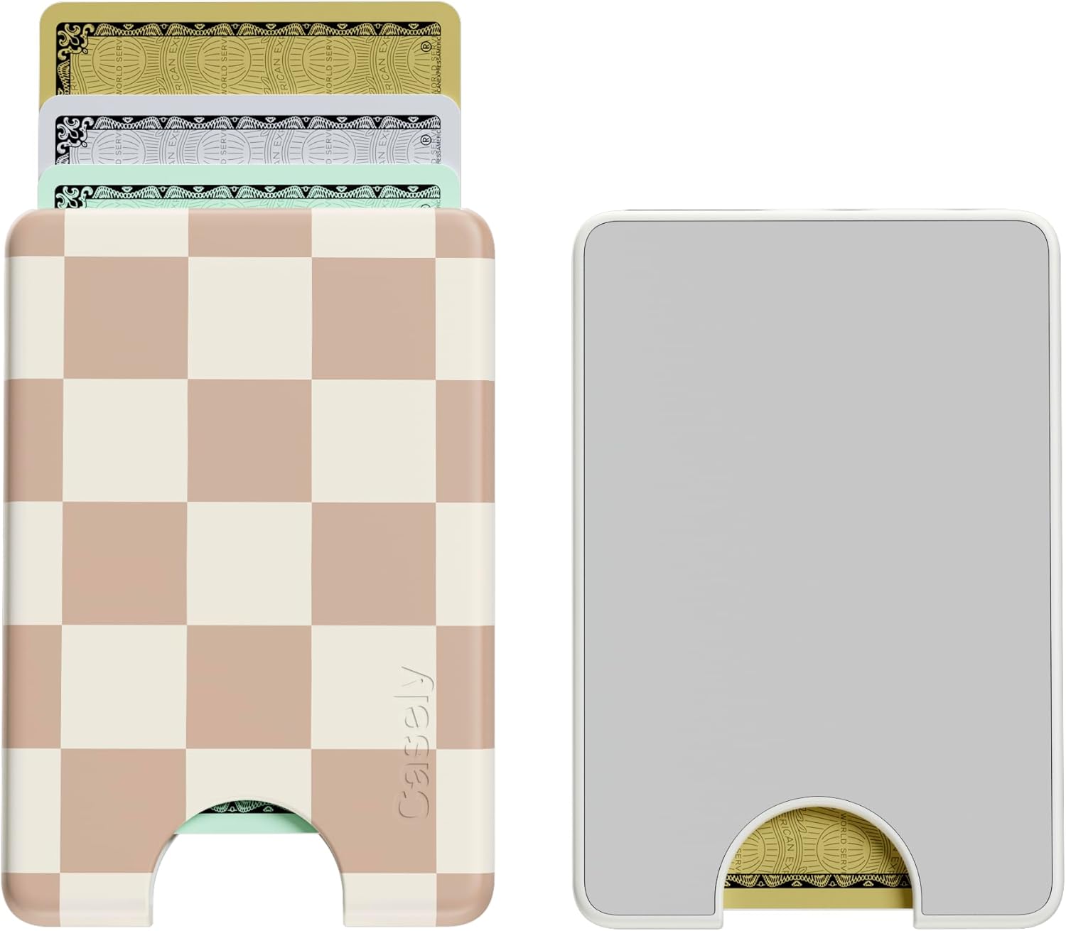 Casely MagWallet | Fit Check | Neutral Checkerboard | Slim Wallet Card Holder | Compatible with MagSafe | Soft-Touch Hard Silicone | Holds Up to 3 Cards - Image 6